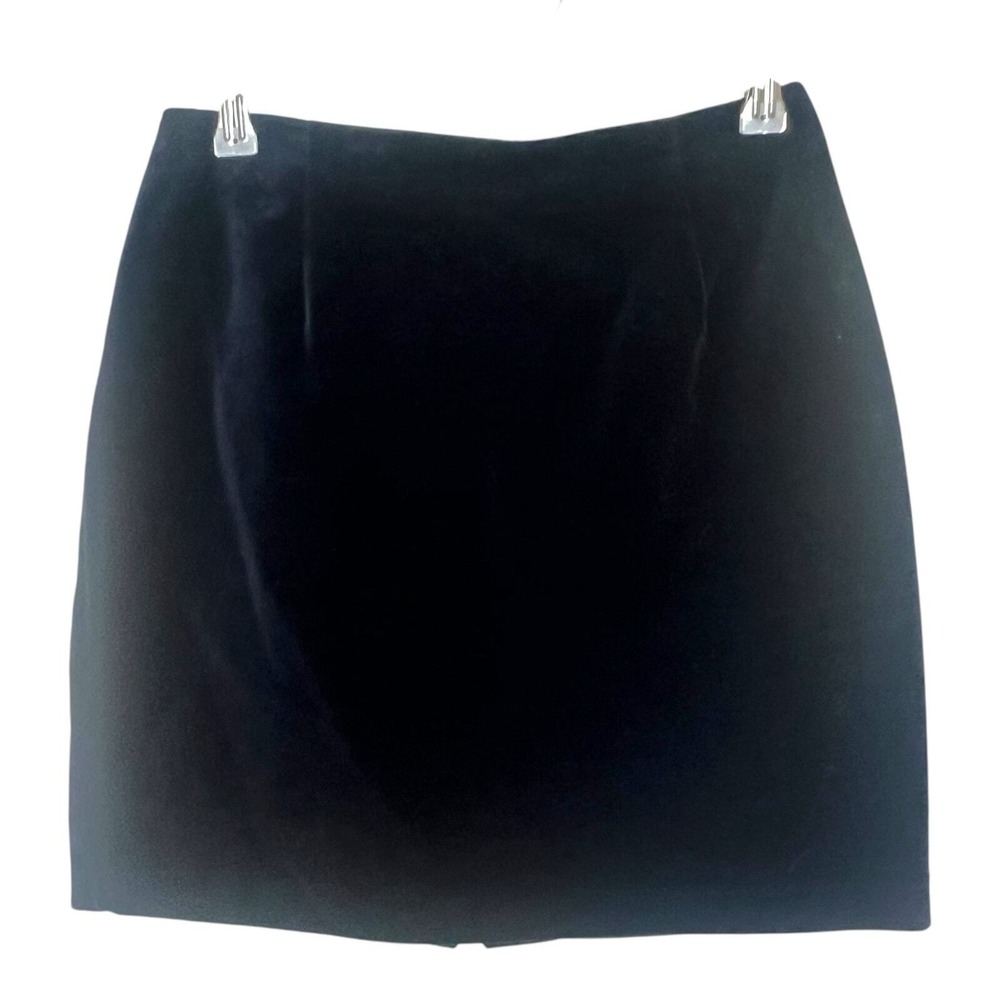Hugo Buscati Womens Skirt 8 Navy Blue Excellent Vintage Velvet Quiet Luxury